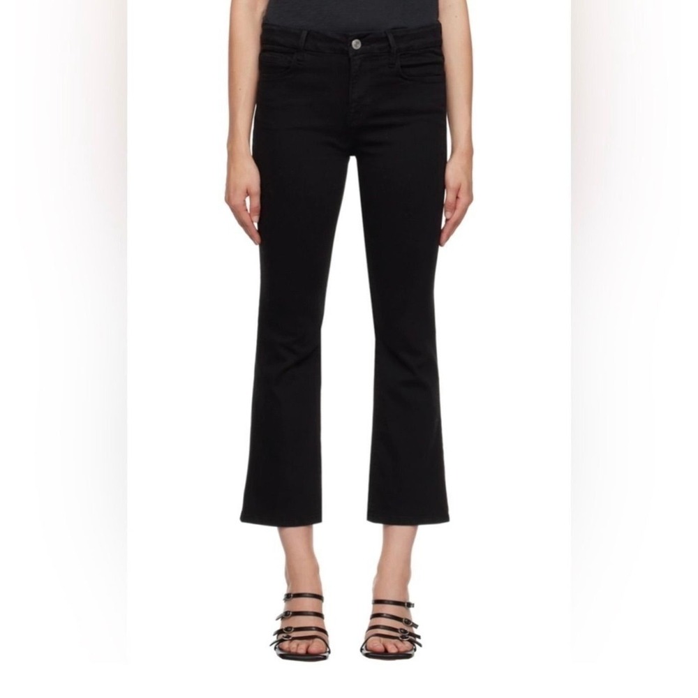 Frame Le Crop Mini Boot Jeans Womens Black High Rise Flare Minimalist Size 2